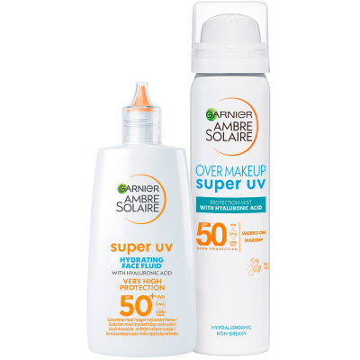 Garnier Ambre Solaire Super UV Over Makeup Mist Hyaluronic Acid SPF50+ + Ambre Solaire Super UV Anti-Dark Spots & Anti-Pollution Fluid SPF50+ 