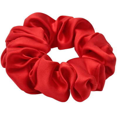 Lenoites Mulberry Silk Scrunchie, Red