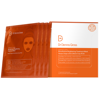 Dr Dennis Gross Vitamin C Lactic Biocellulose Brightening Treatment Mask (4 pack)