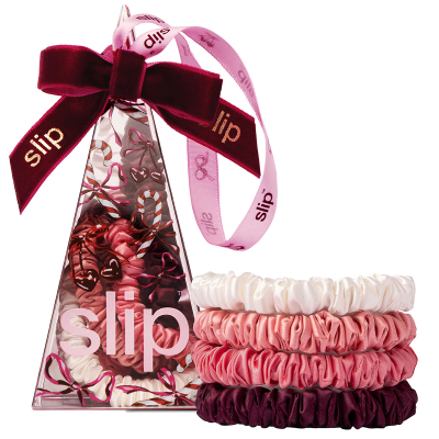 Slip Pure Silk Skinny Scrunchie Ornament Candy Cane
