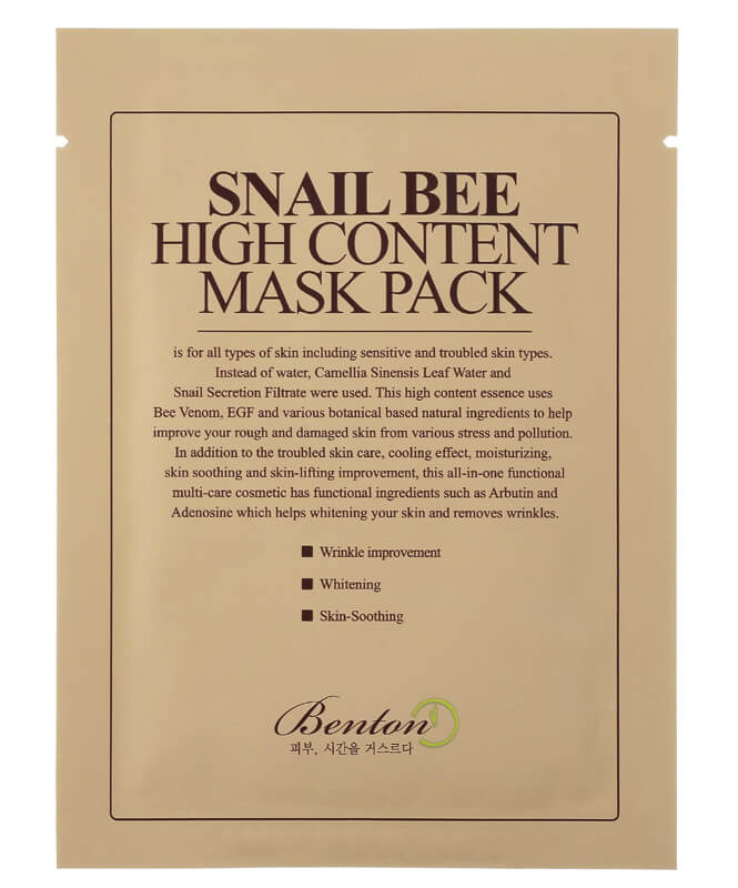 Benton Snail Bee High Content Mask i gruppen Hudvård / Ansiktsmask / Sheet mask hos Bangerhead (B023516)