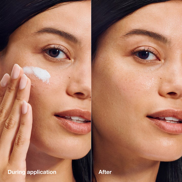 Clinique UV Solutions Hydrating Sunscreen 40 ml återfuktande solskydd visar vit kräm och lyster efteråt
