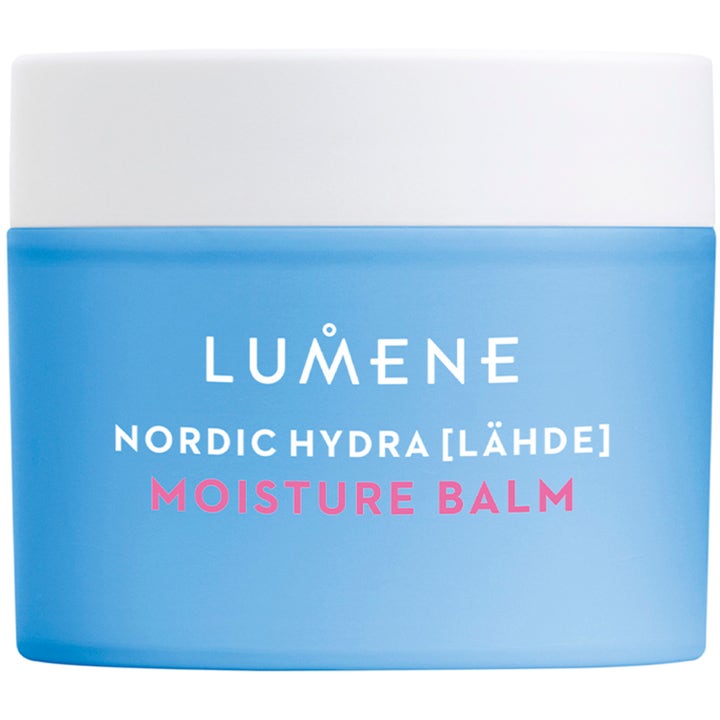 Lumene Nordic Hydra Lähde Moisture Balm 50ml hydraterande dagkräm balm i en ljusblå burk med vitt lock