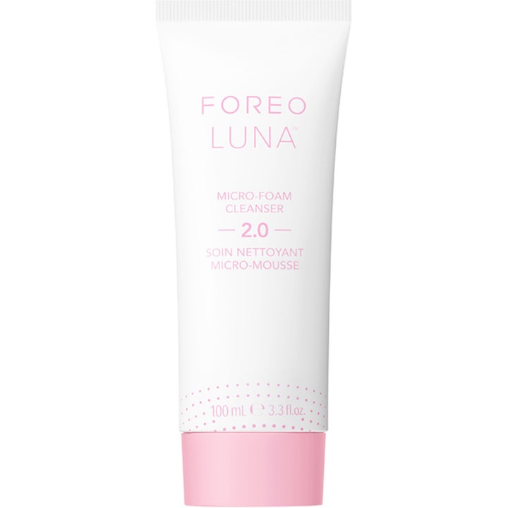 Foreo Luna Micro-Foam Cleanser 2.0 100 ml ansiktsrengöring mikroskum i vit tub med rosa detaljer