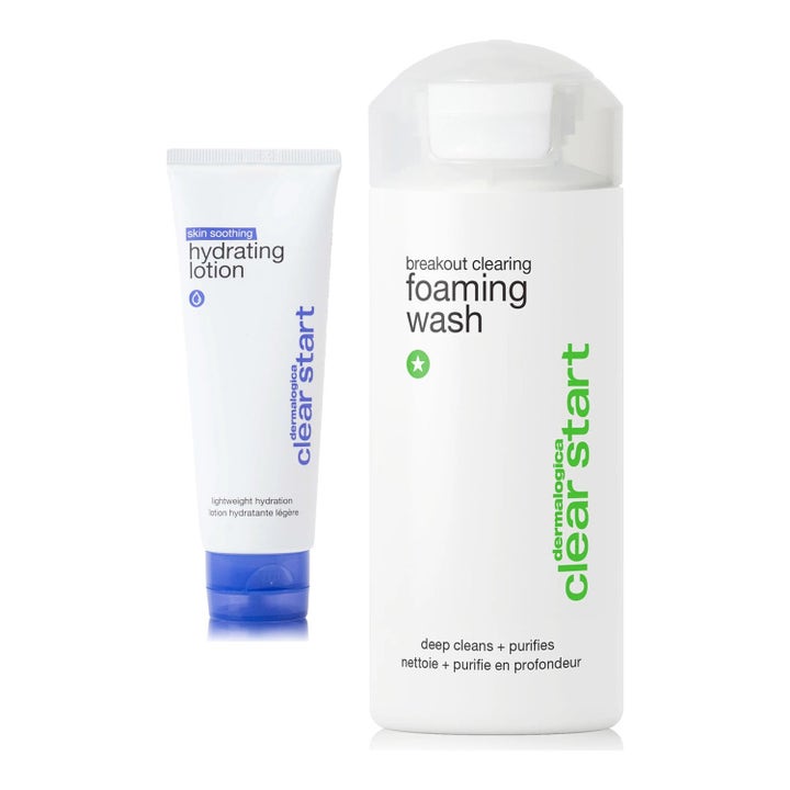Dermalogica Clear Start aknebehandling clear start och ansiktsrengöring för oren hud i vit flaska och tub