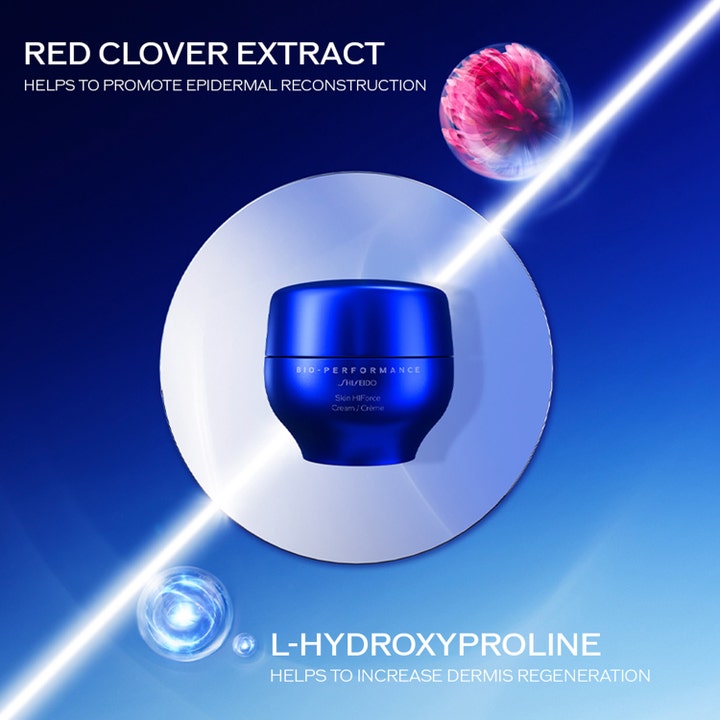 Shiseido BioPerformance Skin HiForce Cream 50 ml refill ansiktskräm med Red Clover Extract och L-Hydroxyproline