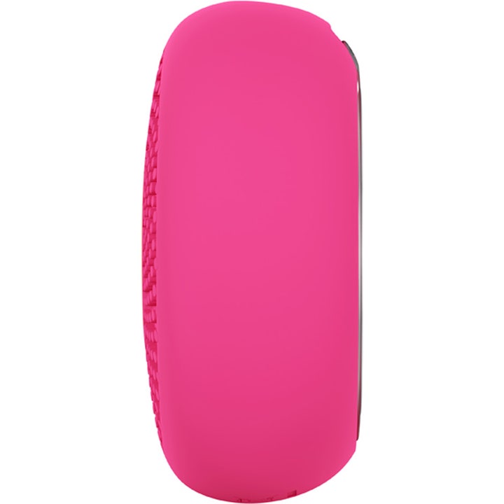 FOREO UFO 3 mini Fuchsia 1 st hudvårdsteknik som ger lyster sedd från sidan i en stark rosa färg med mjukt silikon