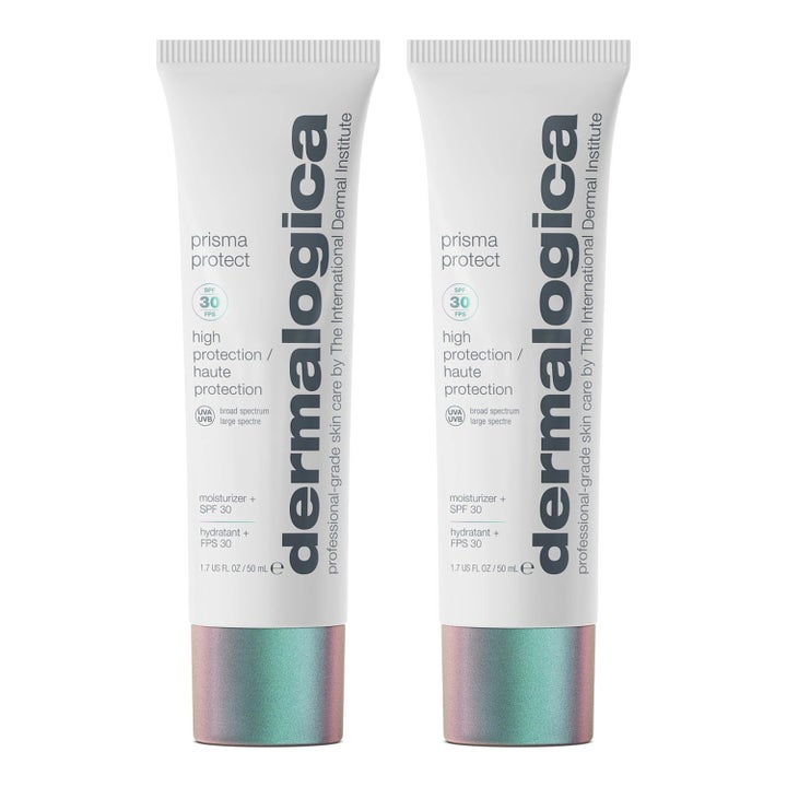 Dermalogica Prisma Protect 50 ml lystergivande dagkräm med SPF 30 i två vita tuber med iriserande lock
