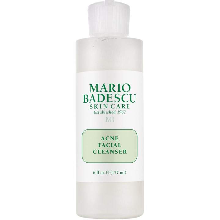 Mario Badescu Acne Facial Cleanser 177 ml djuprengörande akne rengöring i frostad flaska med vit etikett