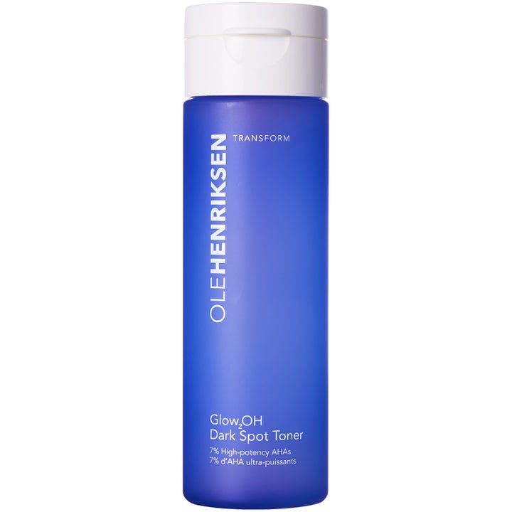Ole Henriksen Glow2OH Dark Spot Toner 190ml exfolierande toner mot mörka fläckar i en frostad blå flaska med vitt lock