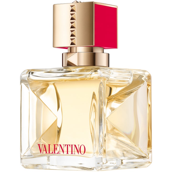 Valentino Voce Viva Eau de Parfum 50 ml blommig parfym dam i en fyrkantig glasflaska med guldlock och röda detaljer