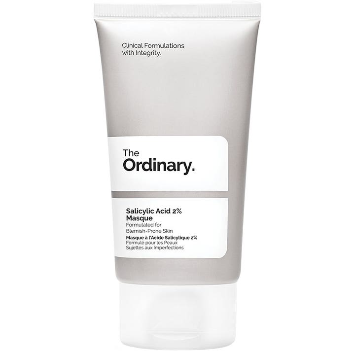 The Ordinary Salicylic Acid 2% Masque anti-akne salicylsyra behandling i en matt grå tub med vit etikett och vitt lock