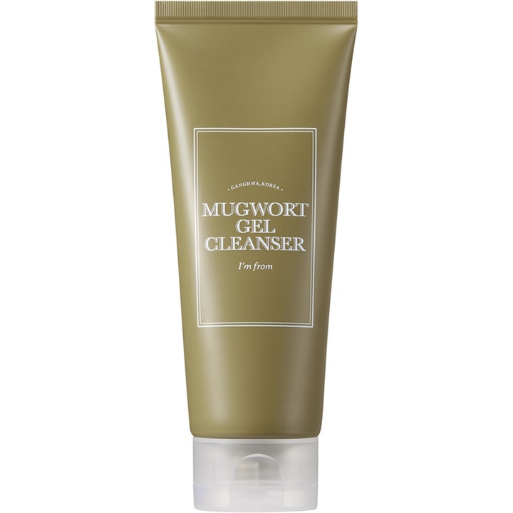 I'm from Mugwort Gel Cleanser 150ml lugnande naturlig ansiktstvätt i en mossgrön tub med vit text och klart lock