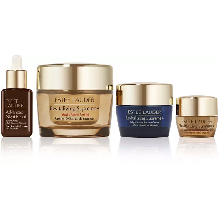 Estée Lauder Supreme + Moisture Value Set hudvårdskit med lyxiga burkar och serum som ger lyster.