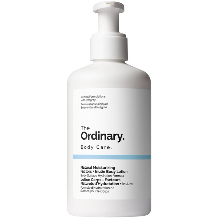 The Ordinary Natural Moisturizing Factors + Inulin Body Lotion minimalistisk återfuktande kroppskräm i vit pumpflaska