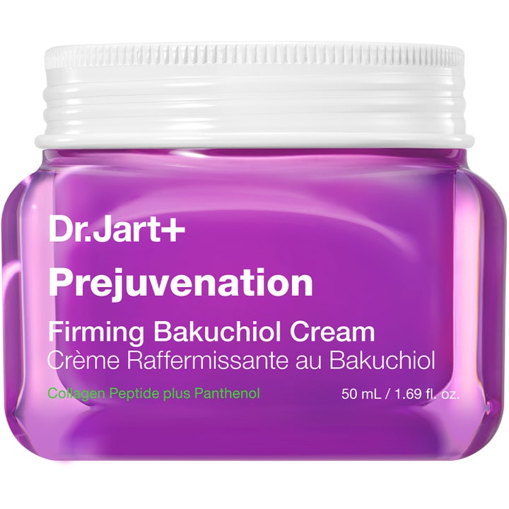 Dr. Jart+ Prejuvenation Firming Bakuchiol Cream 50 ml uppstramande kräm mot åldrande i lila glasburk med vitt lock