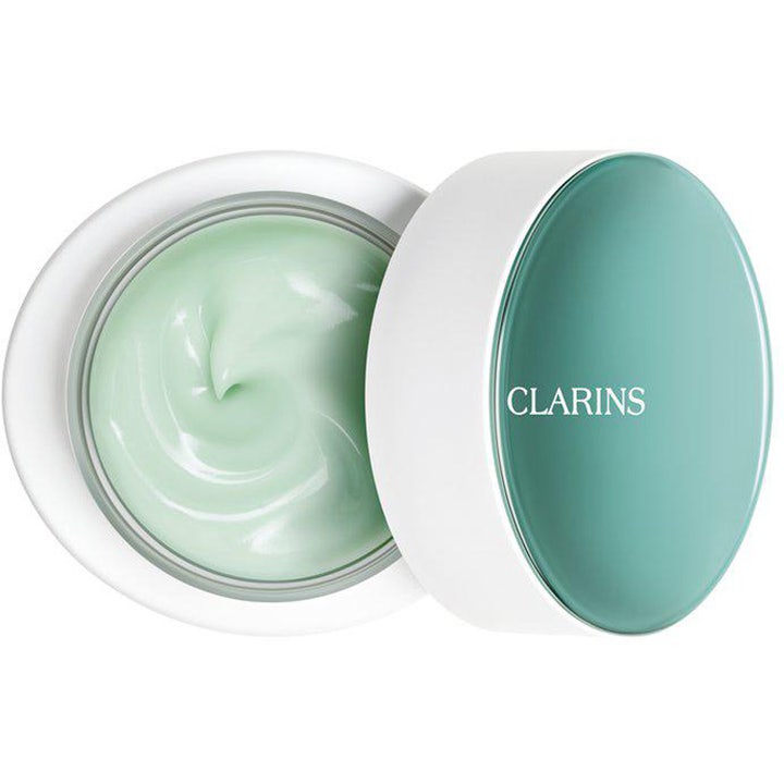Clarins Cryo-Flash Cream-Mask 75 ml ansiktsmask för omedelbar lyster med krämig mintgrön textur och turkost lock.