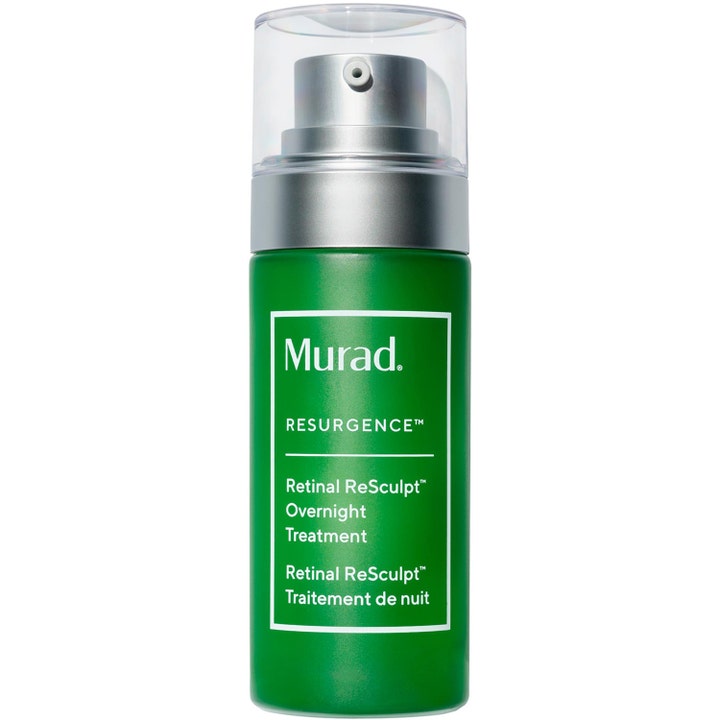 Murad Retinal ReSculpt Overnight Treatment 30ml är ett retinalt åldringshämmande serum i grön flaska med silverpump.