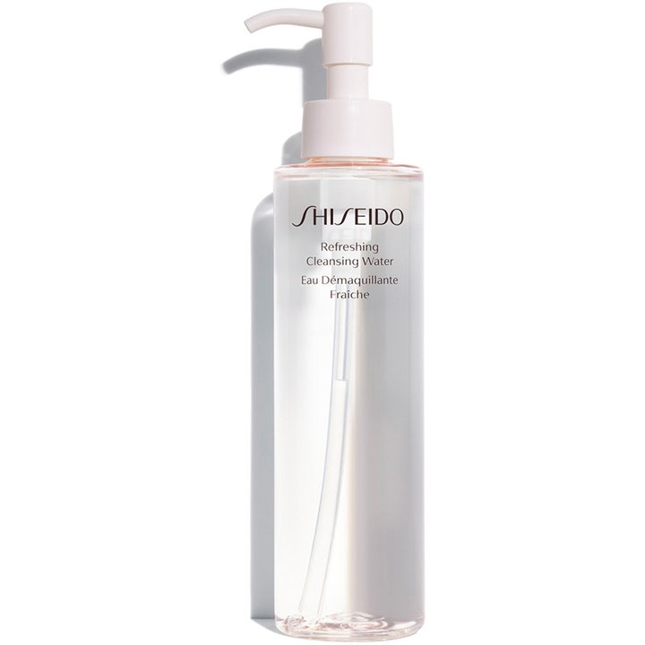 Shiseido Refreshing Cleansing Water 180ml ansiktsrengöring utan olja i genomskinlig flaska med vit pump