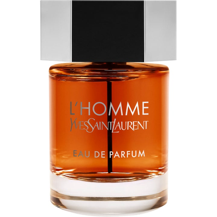 Yves Saint Laurent L'Homme Eau de Parfum 100 ml l'homme parfym herr med bärnstensfärgad vätska och silverlock