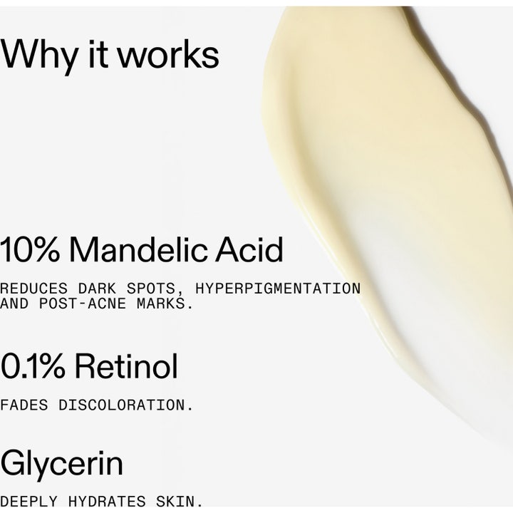 The INKEY List Mandelic Acid Treatment 15 ml serum mot pigmentfläckar med krämig textur och mandelsyra peeling.