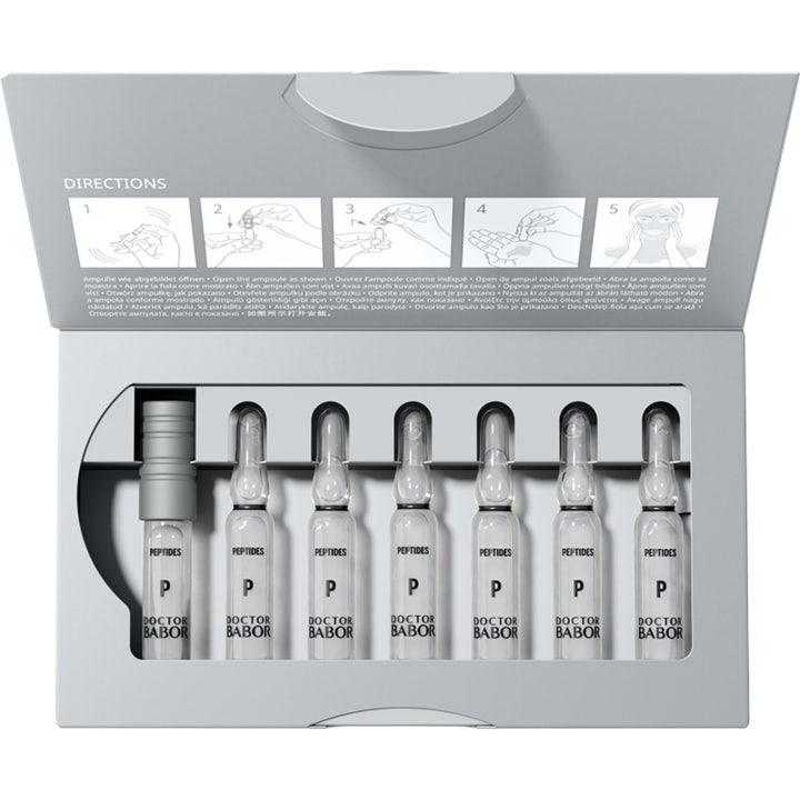 Babor DOC Rejuvenation Ampoule Serum 14 ml i en öppen förpackning med sju glasampuller och instruktioner.