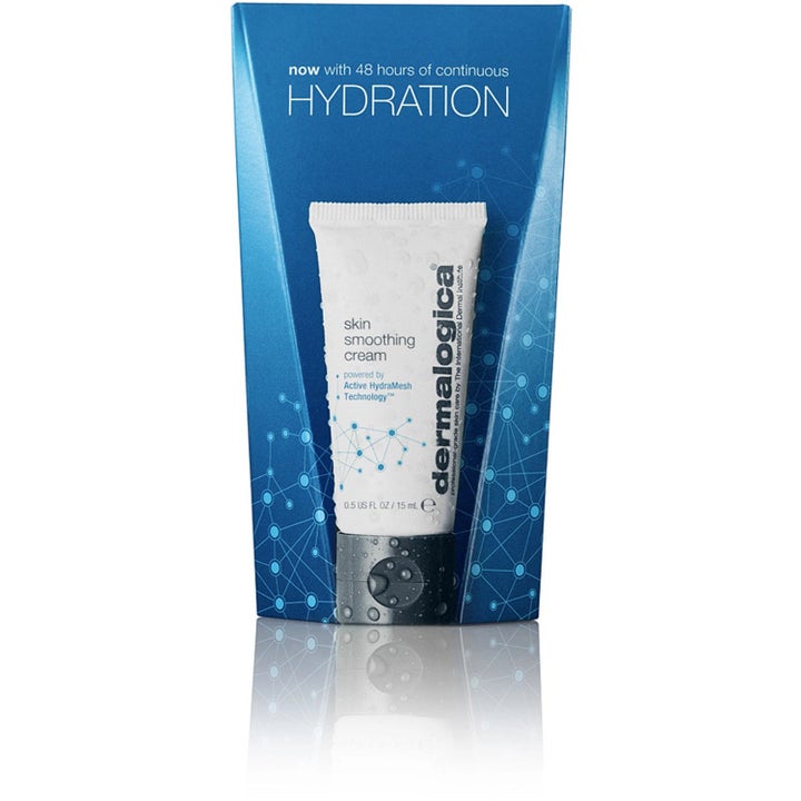 Dermalogica Skin Smoothing Cream Duo 2 x 15 ml återfuktande ansiktskräm i vit tub mot blå box med texten 48h hydration