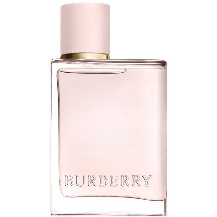 Burberry Her Eau de Parfum 30 ml blommig parfym i genomskinlig glasflaska med ljusrosa kork och gulddetalj