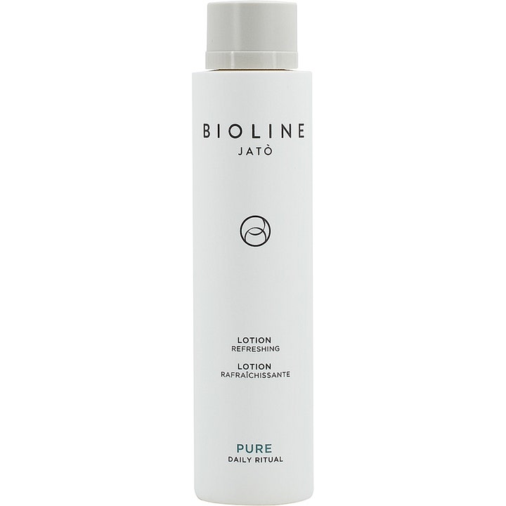 Bioline Jatò Pure Daily Ritual Refreshing Lotion 200ml ansiktsvatten för ren hud i vit flaska med grått lock.