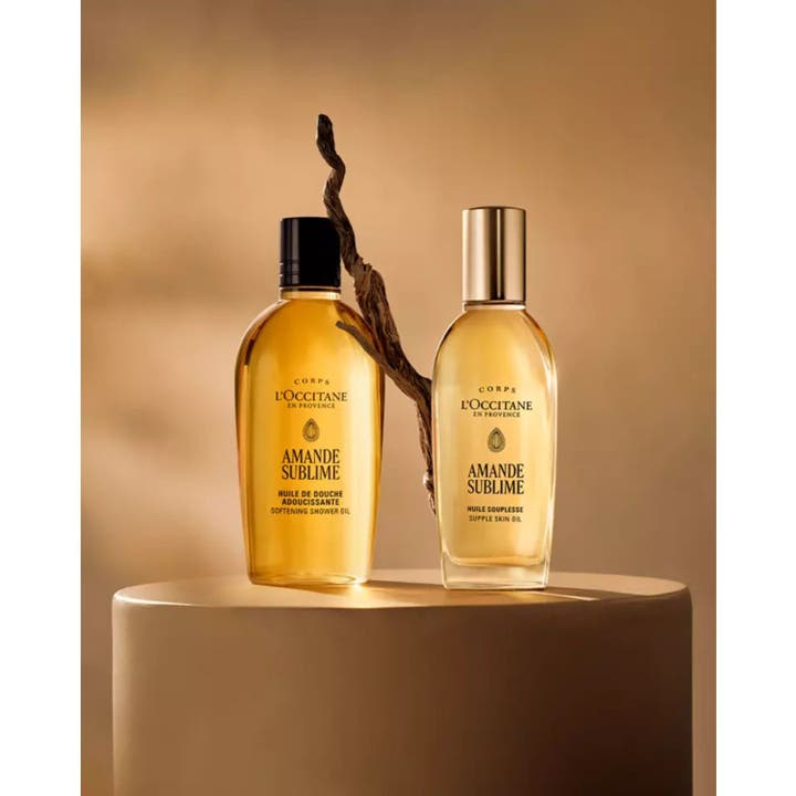 L'Occitane Almond Shower Oil 250 ml mjukgörande l'occitane duscholja och kroppsolja för mandelolja hudvård.