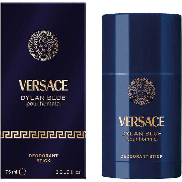 Versace Dylan Blue Pour Homme 75 ml deostick herr i mörkblå hylsa med guldlogotyp ger en elegant fougère parfym
