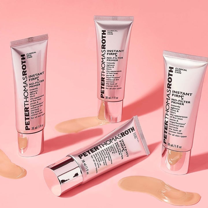 Peter Thomas Roth Instant FirmX Set 60 ml primer ger fasthet med krämig beige textur och silvriga tuber