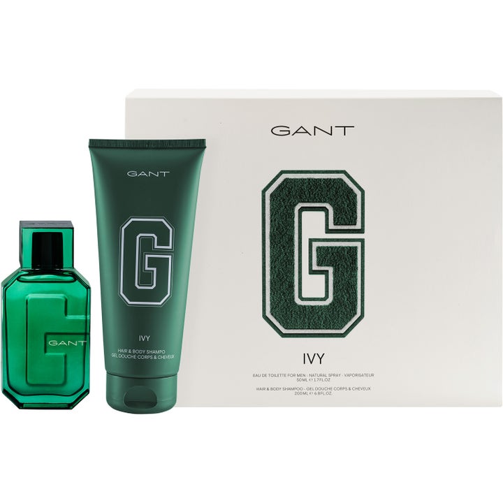 GANT Ivy Gift Set 50 ml och 200 ml presentask parfym herr med grön glasflaska och matchande tub i vit ask