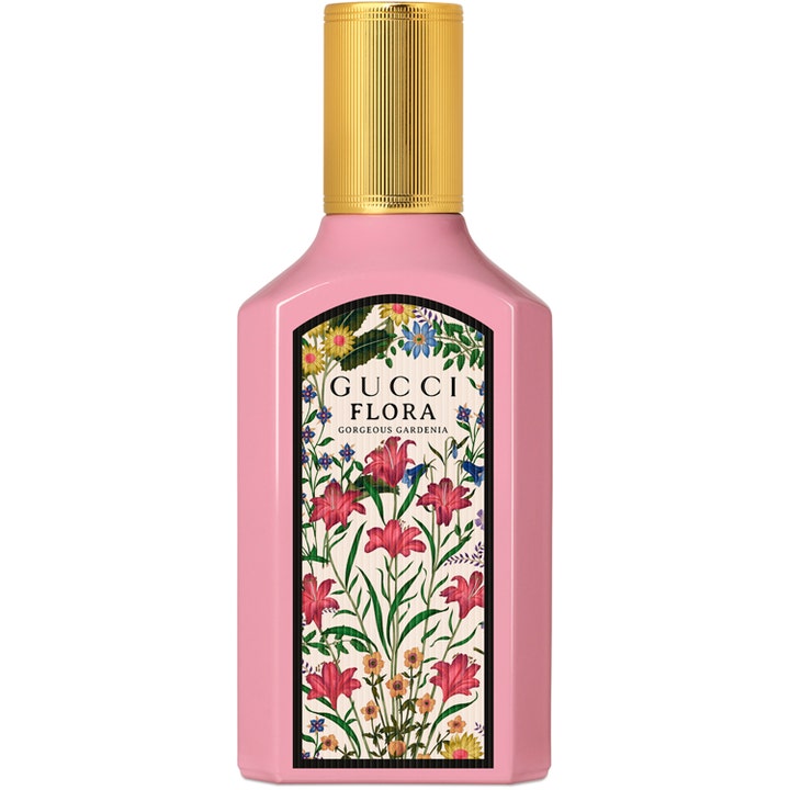 Gucci Flora Gorgeous Gardenia eau de parfum 50ml blommig parfym i rosa flaska med blommigt motiv och guldlock