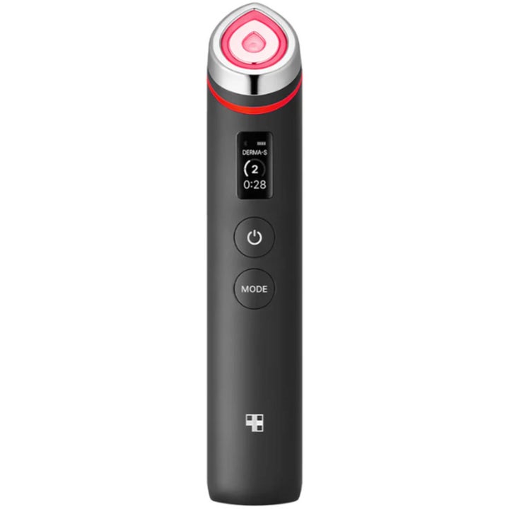 Medicube Age-R Derma EMS Shot ansiktsapparat för huduppstramning i svart matt finish med röd ljusterapi.
