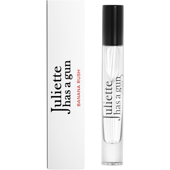 Juliette has a gun Banana Rush EdP 7,5 ml är en banana rush parfym i smal glasflaska med svart kork och vit pappersask