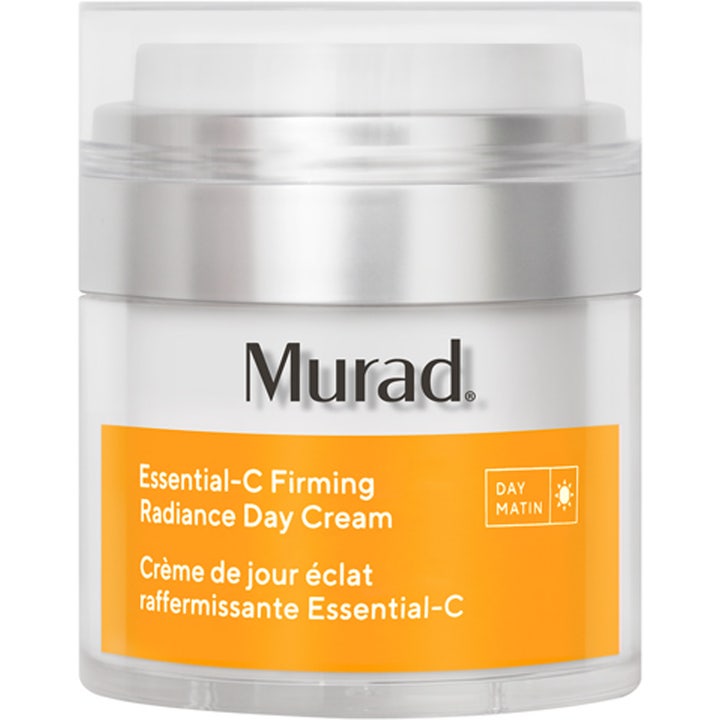 Murad Essential-C Firming Radiance Day Cream 50 ml vitamin c ansiktskräm i vit burk med orange etikett och silverlock