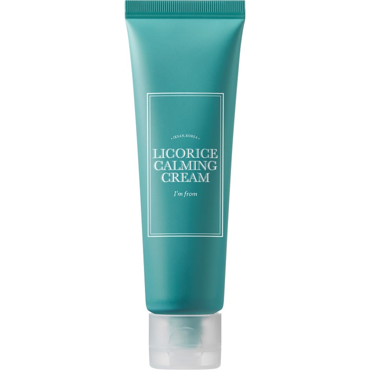 I'm from Licorice Calming Cream 50 ml lugnande ansiktskräm i en turkosblå tub med lakritsrot som dämpar rodnad