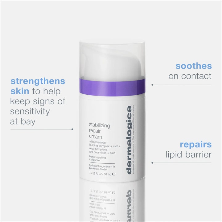 Dermalogica Stabilizing Repair Cream 50 ml lugnande ceramid cica cream i vit pumpflaska som stärker hudens barriär.