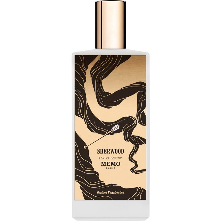 Memo Paris Sherwood Eau de Parfum 75 ml lyxig elegant parfym med träig doft i vit flaska med guldig etikett och svart mönster