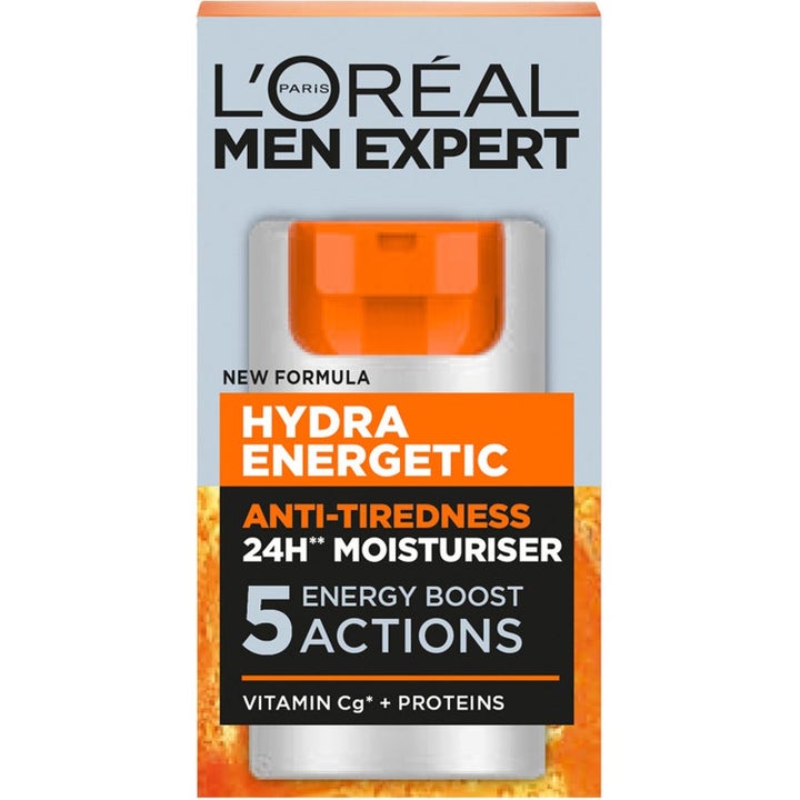 L'Oréal Paris Men Expert Hydra Energetic 100 ml hudvård med vitamin C ger energi i orange och svart förpackning.
