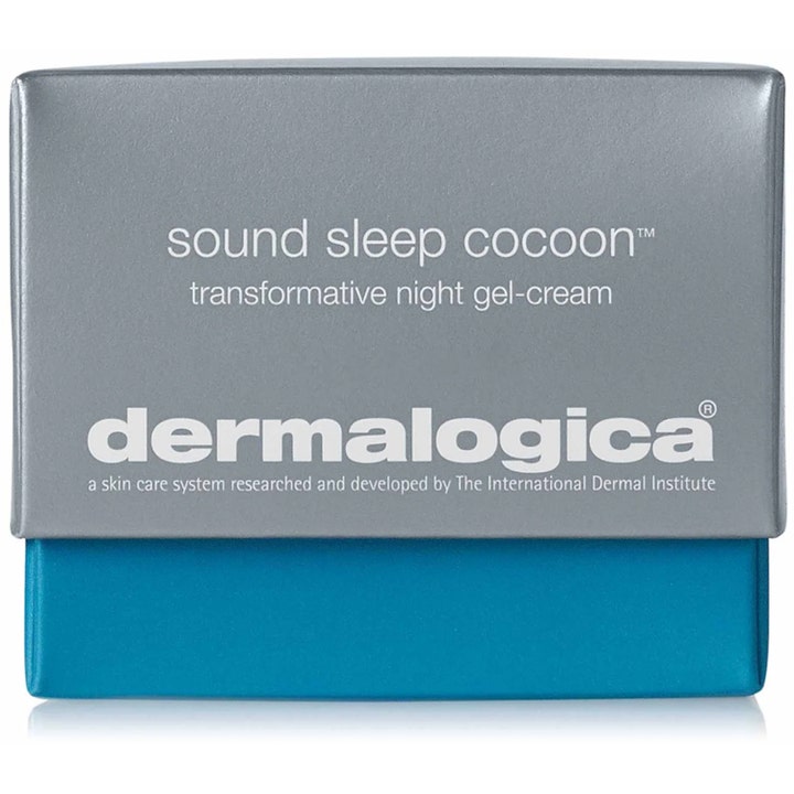 Dermalogica Sound Sleep Cocoon 50 ml återfuktande gel-kräm för nattsömn i silvergrå och blå ytterförpackning.