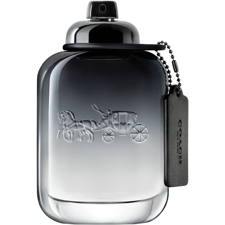 COACH Coach Man Eau de Toilette 60 ml exklusiv herrparfym i tonad glasflaska med präglad logotyp och svart läderbricka