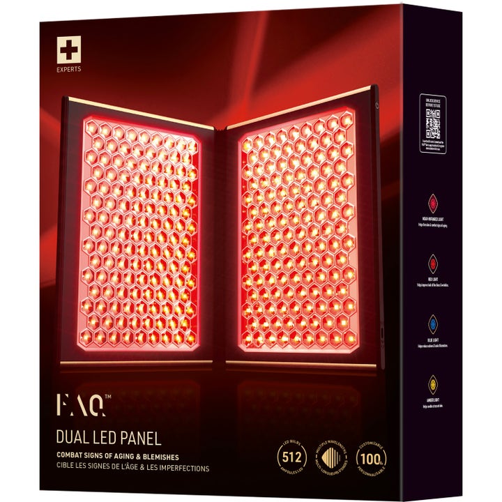 FAQ Swiss FAQ Dual Led Panel 1 st hudvårdsverktyg mot ålderstecken i svart box med 512 lysande röda LED-lampor