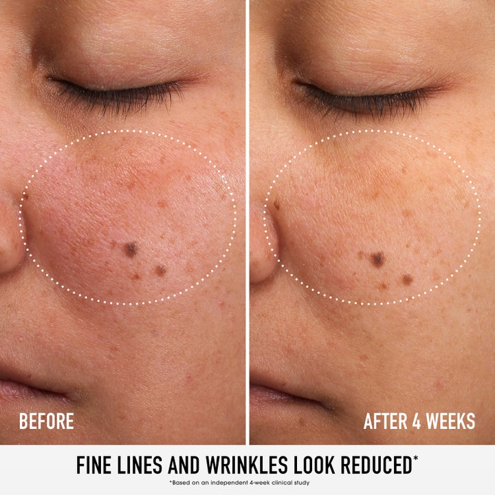 bareMinerals Skin Rescue Pure Smooth Serum 30 ml hudvårdsserum med niacinamide visar före och efter resultat på fina linjer