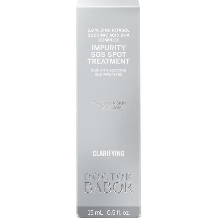 Doctor Babor Impurity SOS Spot Treatment 15 ml spot treatment med BHA syra i en silvergrå ytterkartong