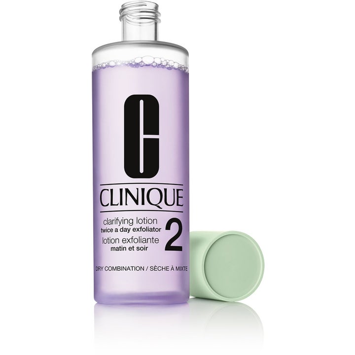 Clinique T-zon Balance 325 ml balanserande toner för blandhy i genomskinlig flaska med lila vätska och mintgrönt lock