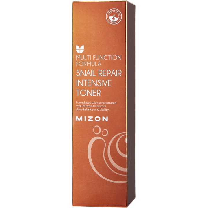 Mizon Snail Repair Intensive Toner 100 ml återfuktande toner i en glänsande brun ytterförpackning