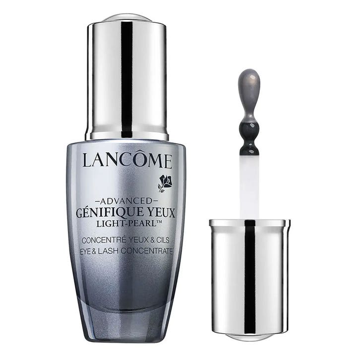 Lancôme Advanced Génifique Yeux Light-Pearl 20 ml ögonserum och ögonfransbalsam i silverflaska med pärlapplikator