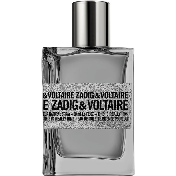 Zadig & Voltaire This Is Really Him! Intense 50 ml parfym herr i en silverfärgad glasflaska med texturerad etikett